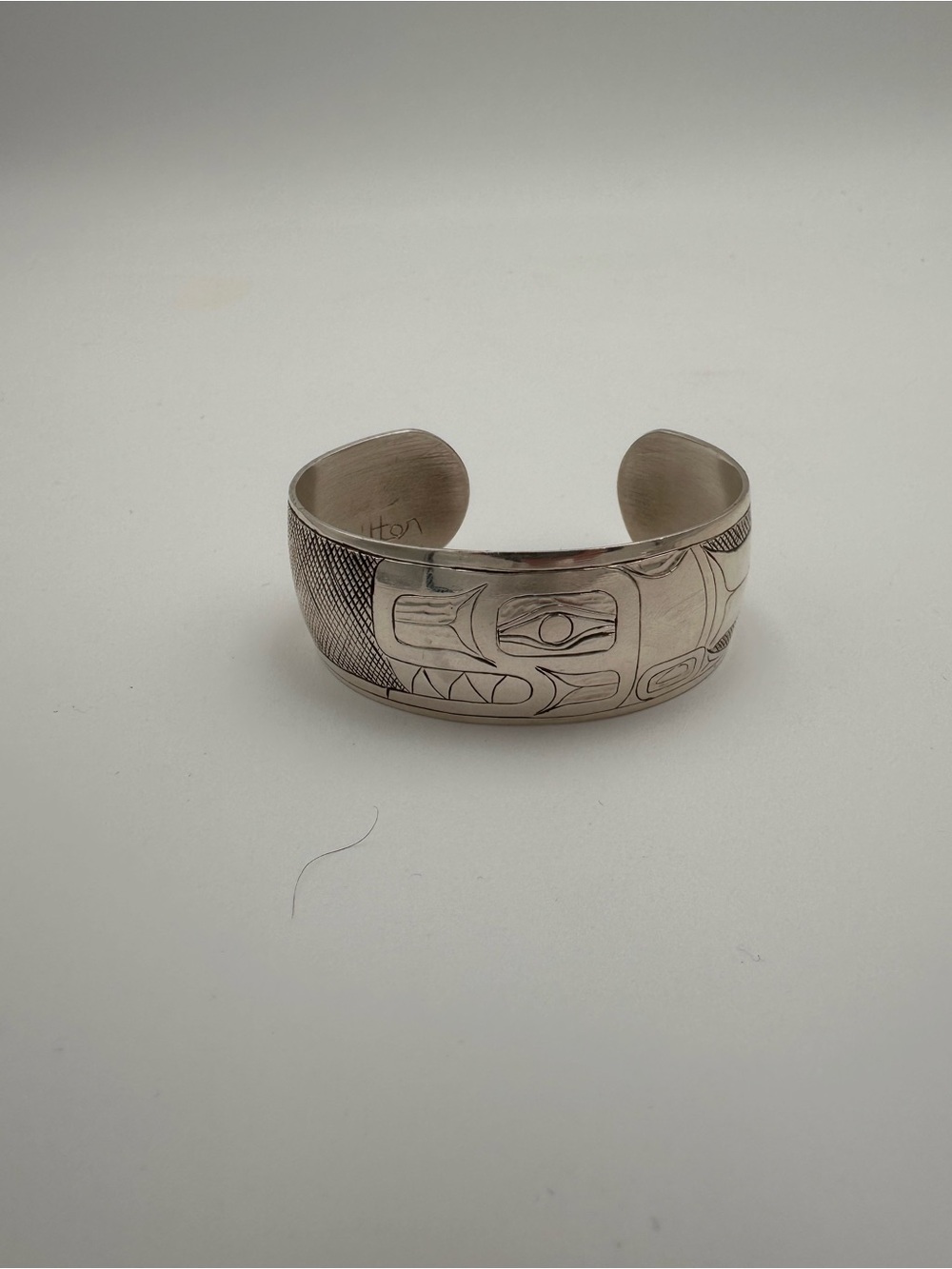 Sterling Silver Engraved Killer Whale/ Orca Cuff Bracelet - Brian Chilton